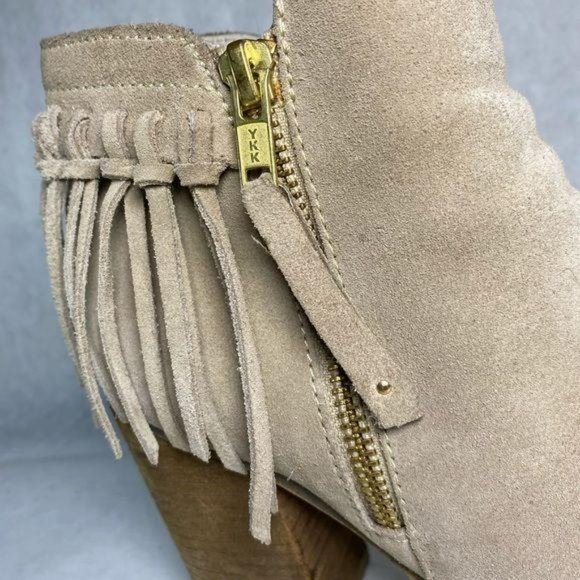 Aldo Suede Stacked Heel Fringe Ankle Bootie 7 - Picture 5 of 14